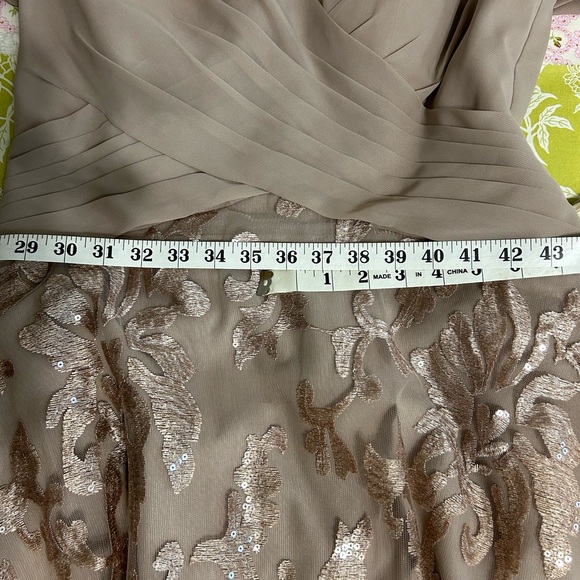 A-line V-Neck Floor-Length Lace Sequin Mother of the Bride Dress Taupe. - Picture 11 of 16